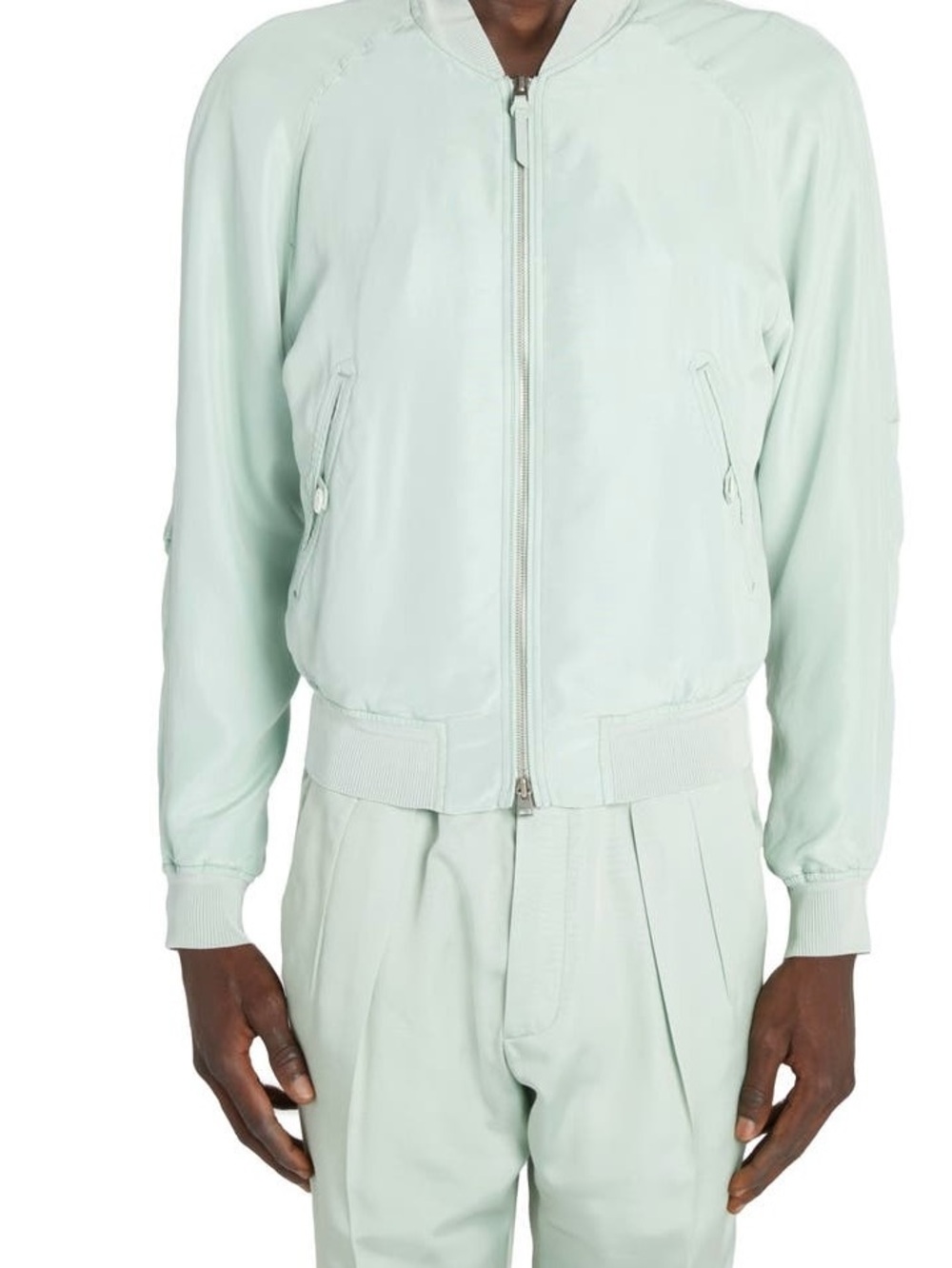 Brand New Tom Ford 100% silk Light Mint Bomber Jacket -